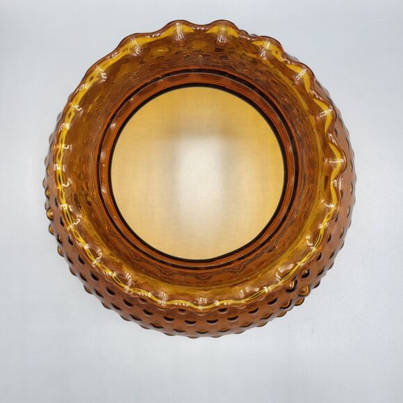 Vintage Amber Glass Hobnail Glass Lamp Shade Ruffled Top Retro Style Decoration - Picture 4 of 11